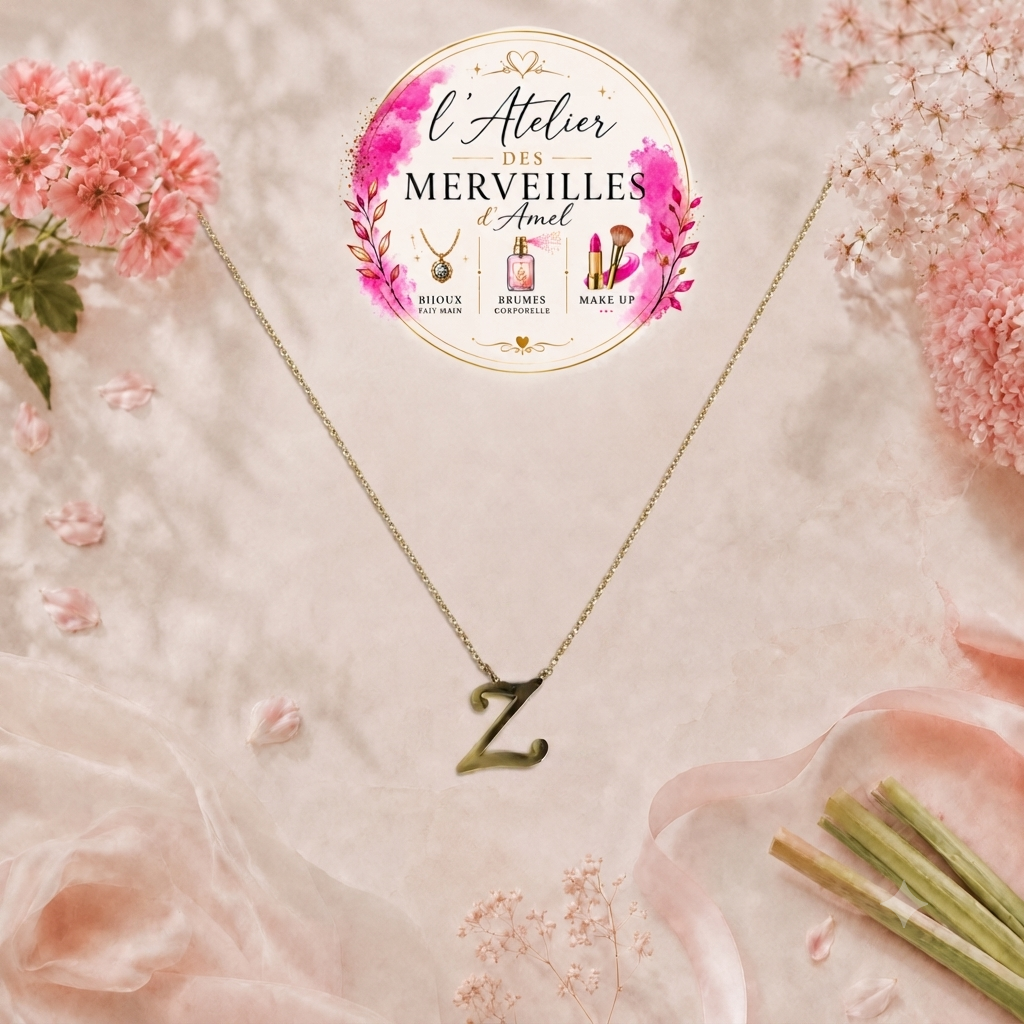 Parure collier et boucles d'oreilles lettres