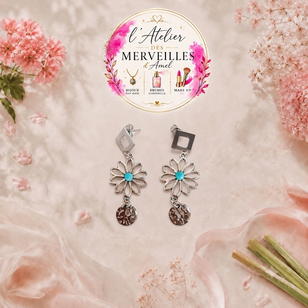 Boucles d'oreilles Angela acier fait main
