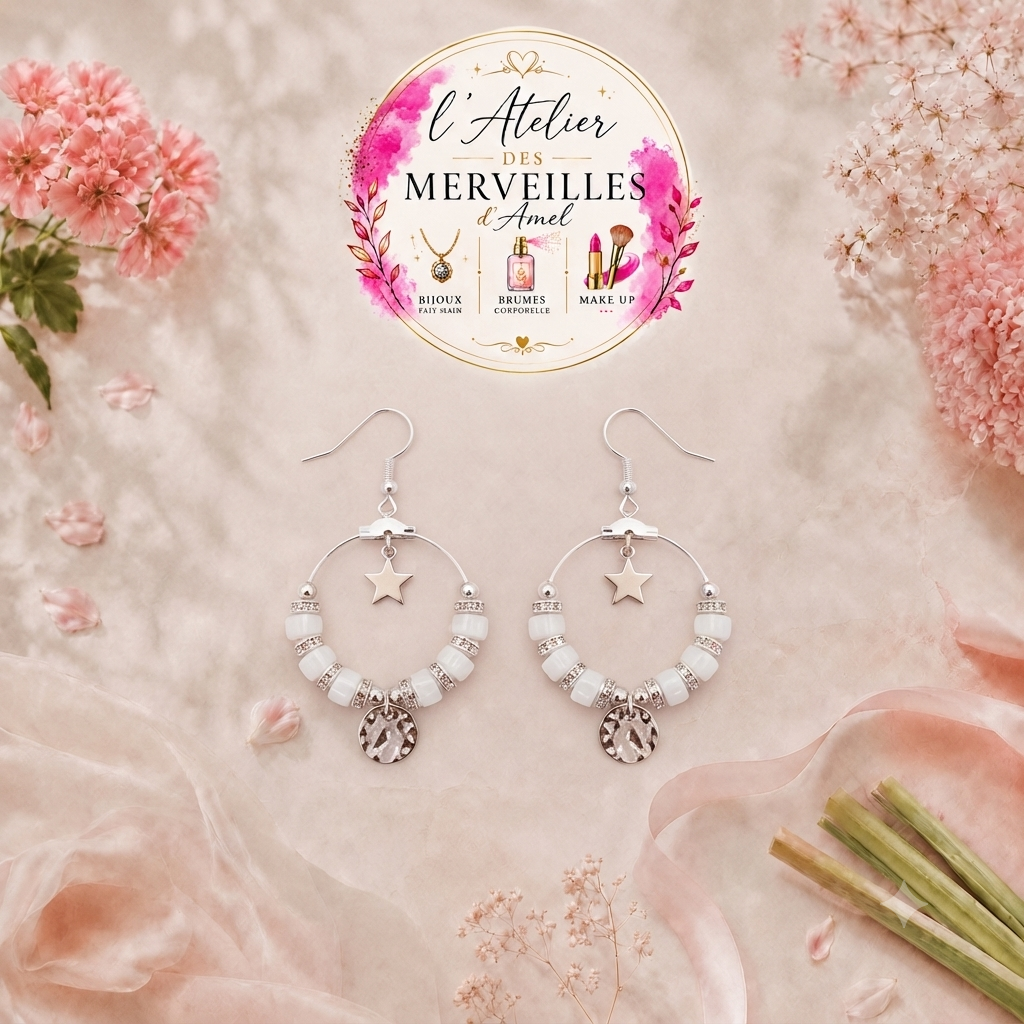 Boucles d'oreilles Solène en acier fait main
