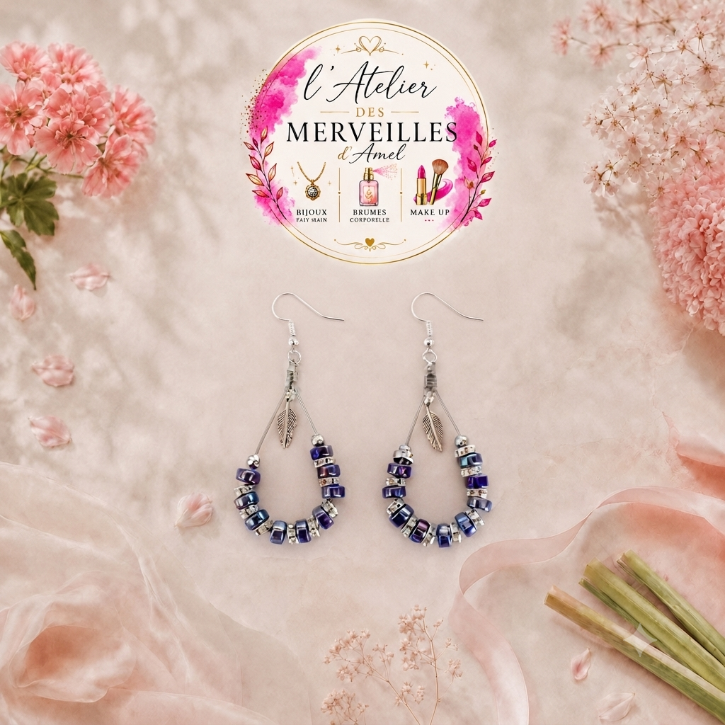Boucles d'oreilles cloe fait main acier