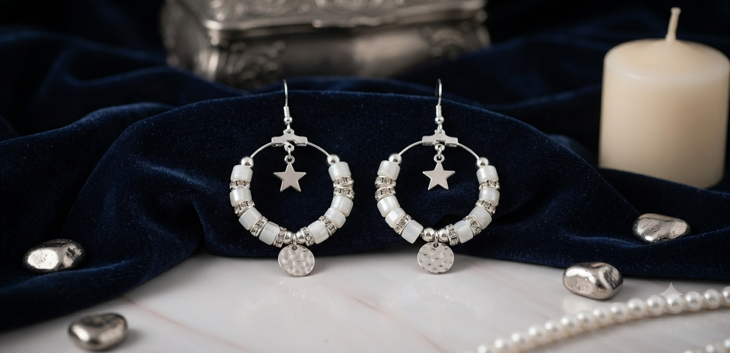 Boucles d'oreilles Solène en acier fait main