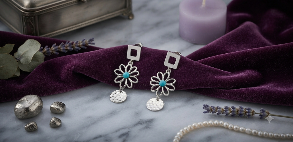 Boucles d'oreilles Angela acier fait main