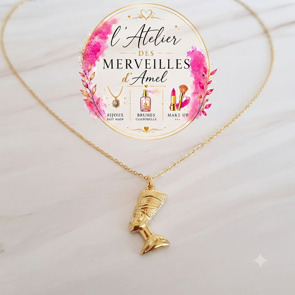 Collier nefertiti acier fait main