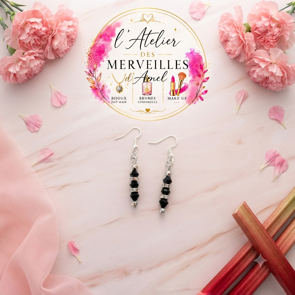 Boucles d'oreilles jade acier fait main
