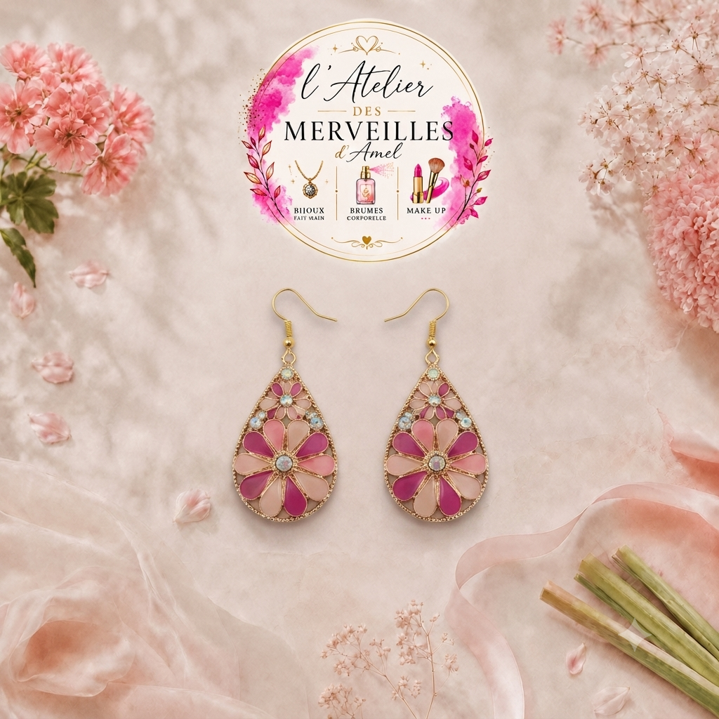 Fleurette boucles d'oreilles fait main