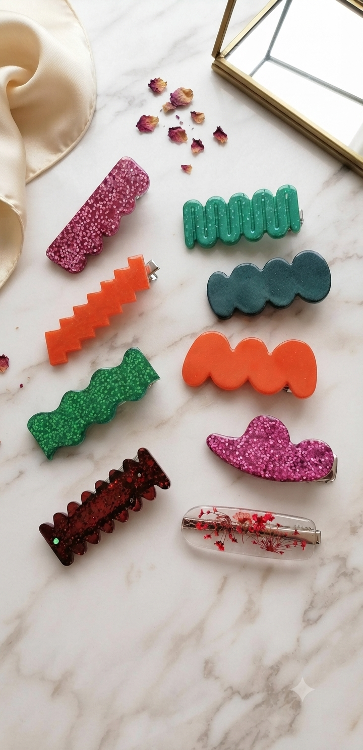 Barrettes en résines fait main