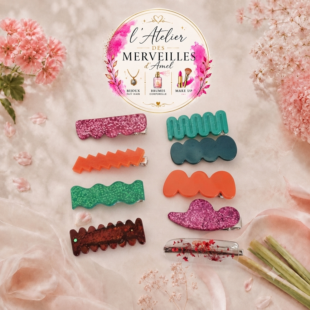Barrettes en résines fait main
