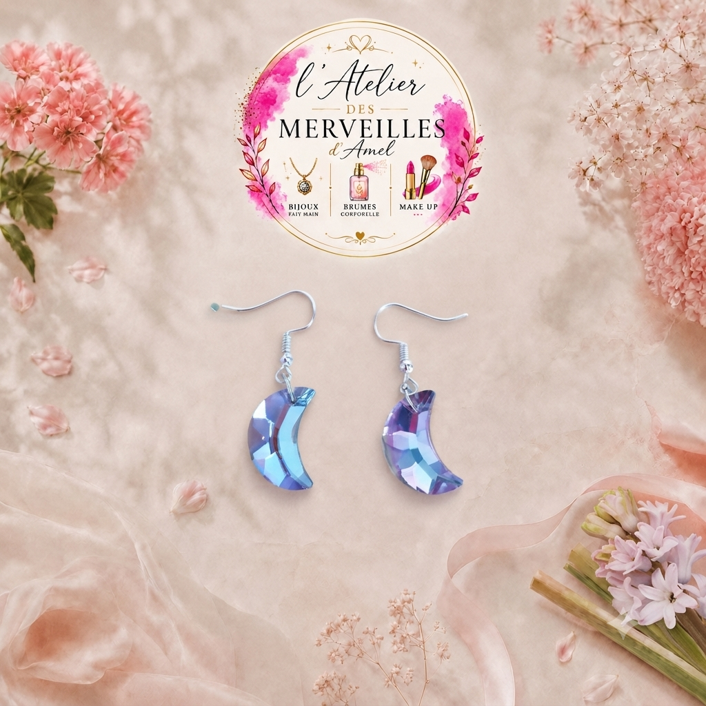 Boucles d'oreilles louna acier fait main