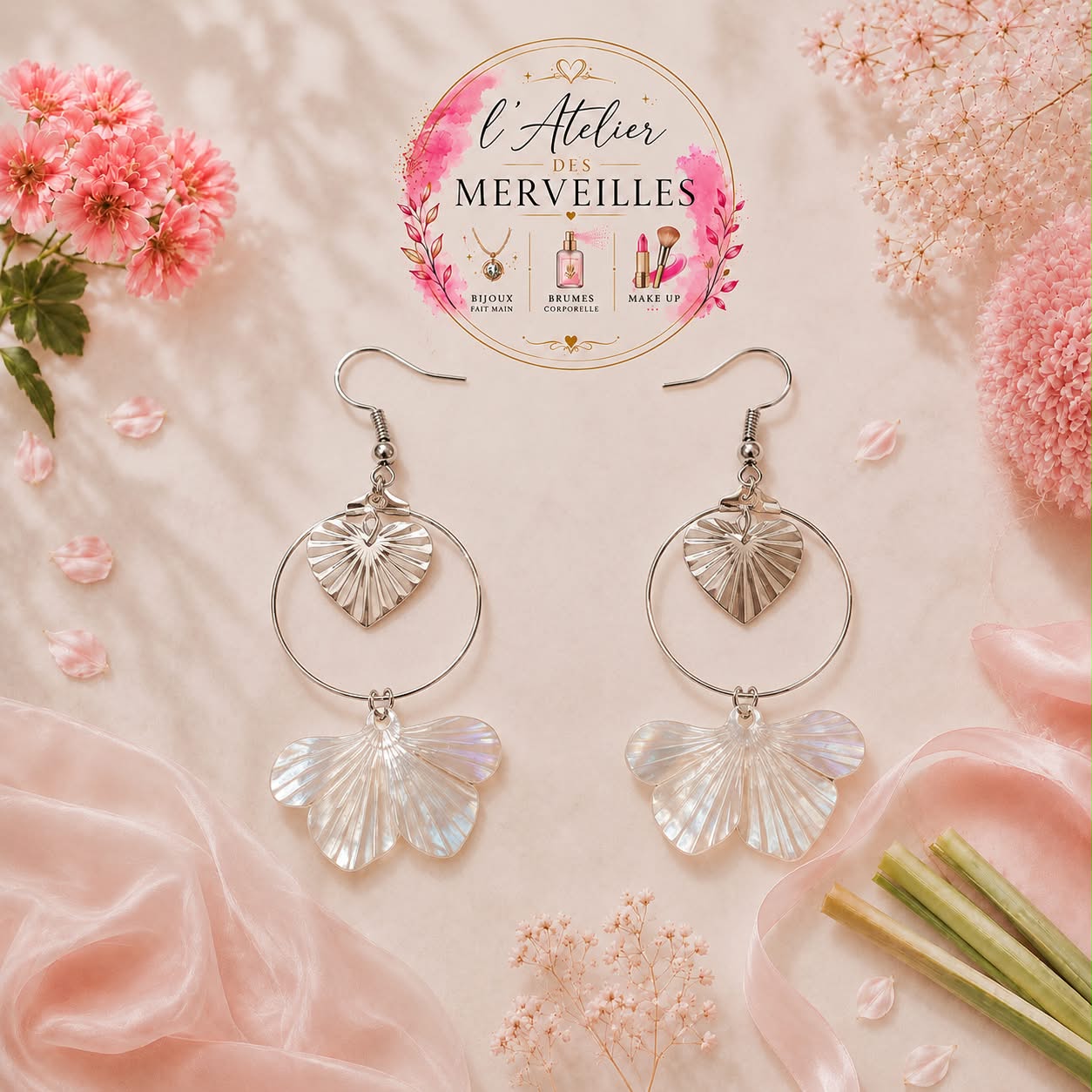 Boucles d'oreilles Laure acier fait main