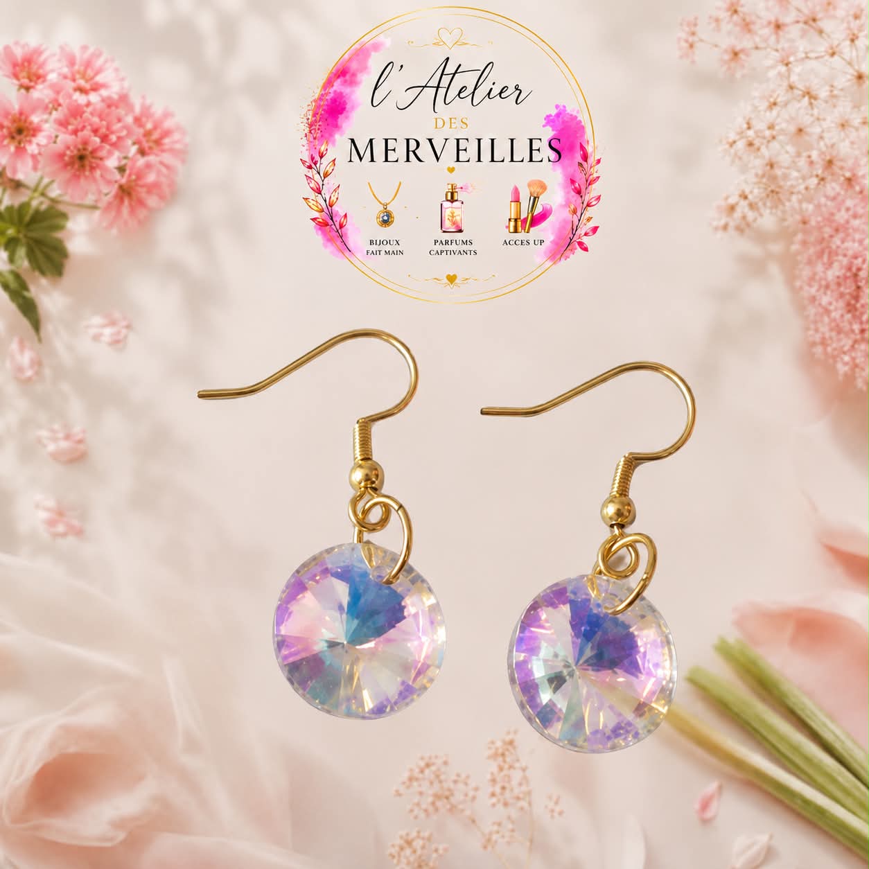 Boucles d'oreilles Lucie acier fait main