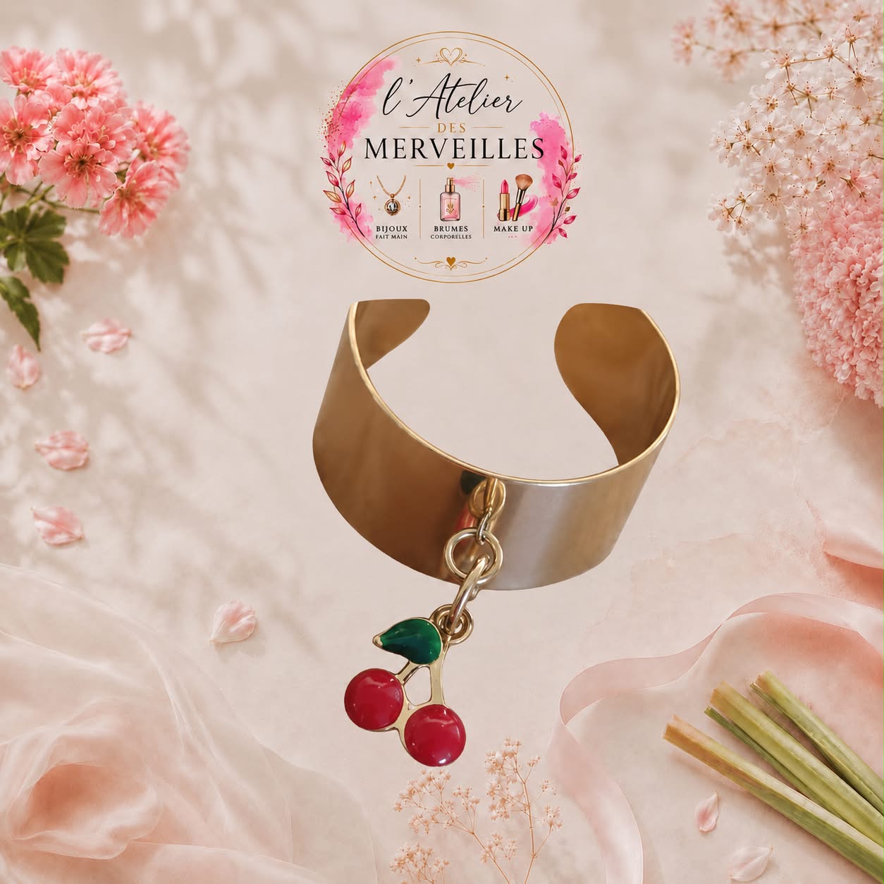 Bague cerise acier fait main