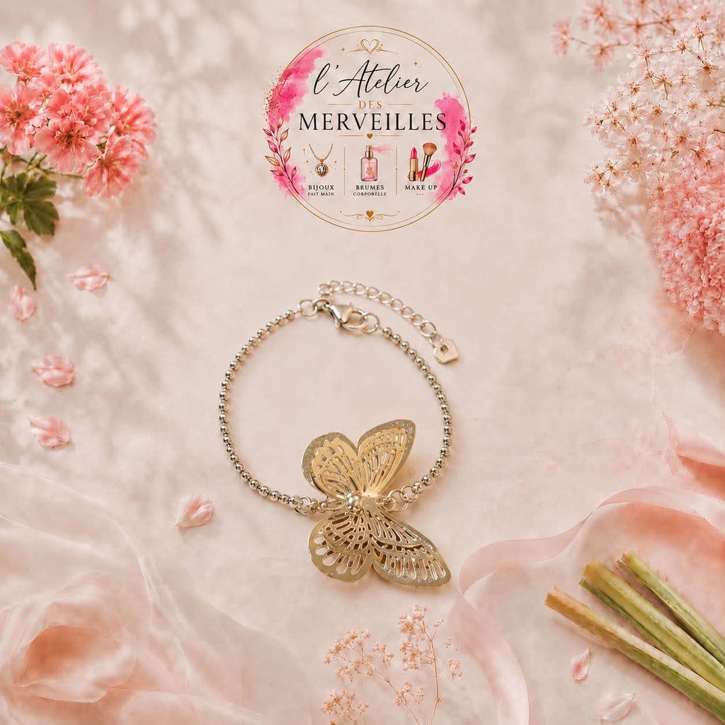 Bracelet papillon acier fait main