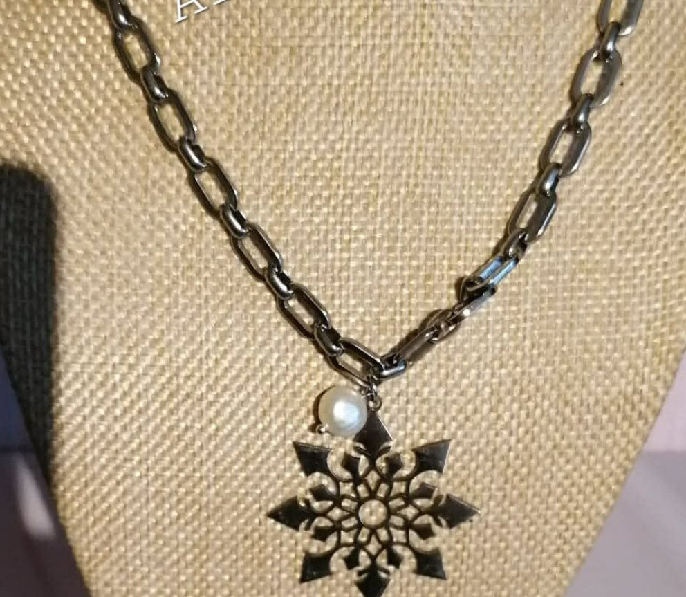 Collier Flora acier fait main