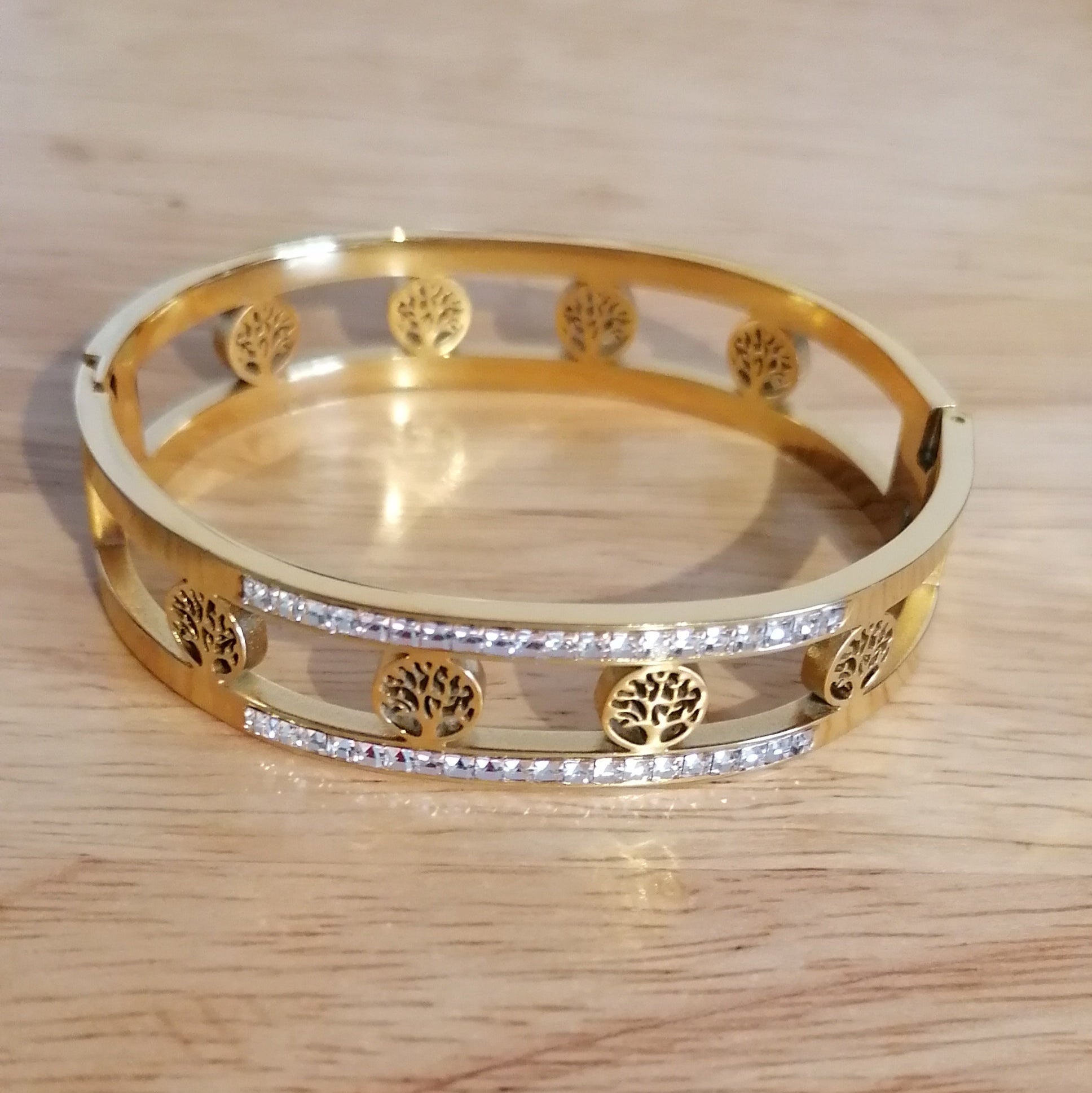 Jonc Sonia arbre de vie "diamant " acier inoxydable