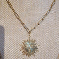 Collier soleil acier fait main