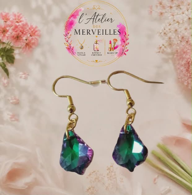 Boucles d'oreilles Ambre acier fait main
