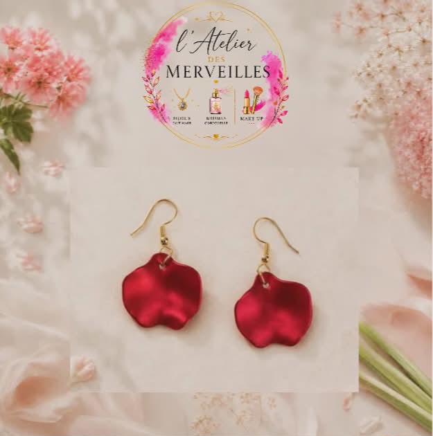 Boucles d'oreilles rose acier fait main