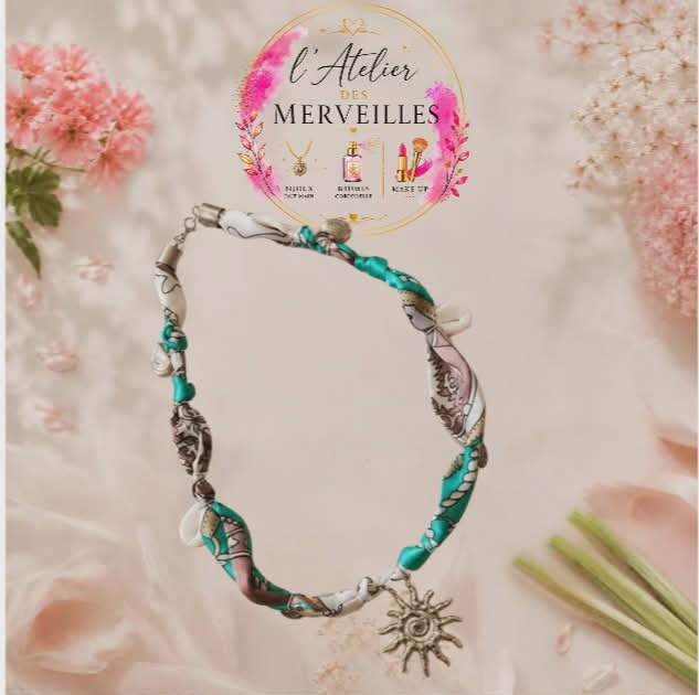 Collier Helena foulard acier fait main
