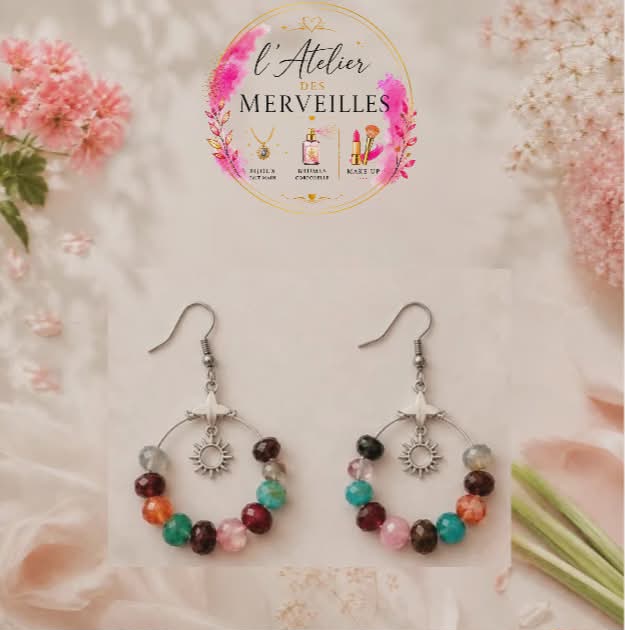 Boucles d'oreilles Solène acier fait main