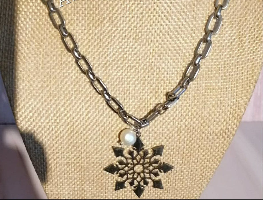 Collier Flora acier fait main