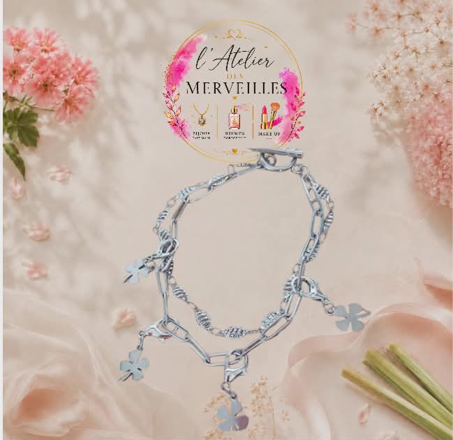 Bracelet clover acier fait main