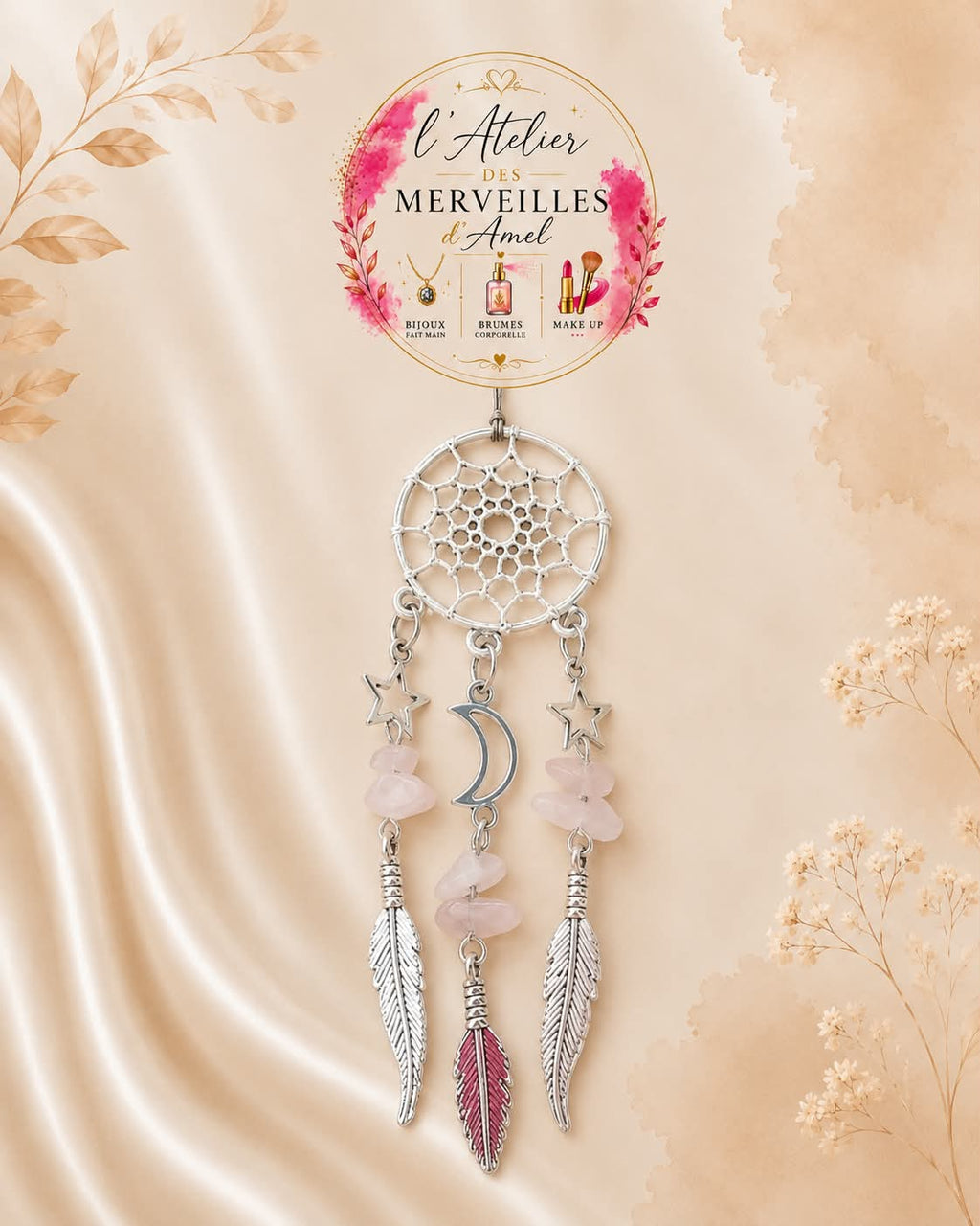 Porte clé attrape rêve acier inoxydable