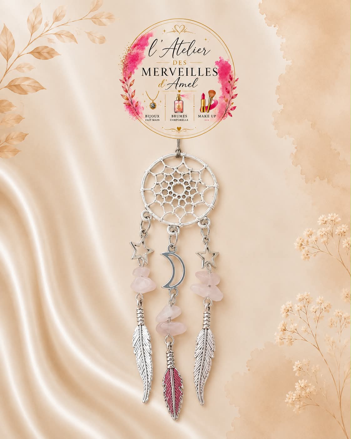 Porte clé attrape rêve acier inoxydable
