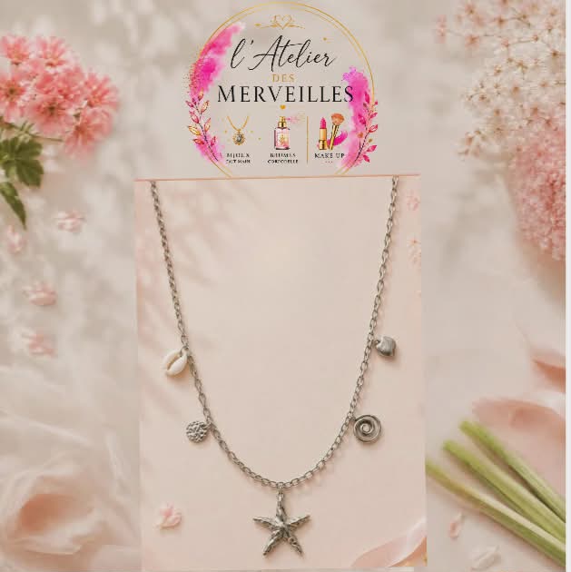 Collier Camélia acier fait main