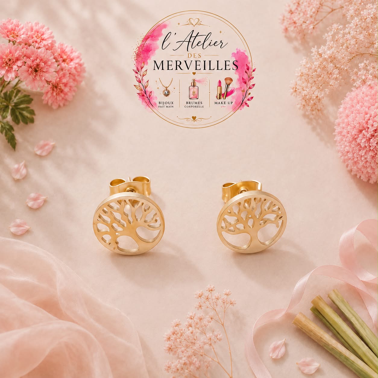 Vie boucles d'oreilles acier inoxydable