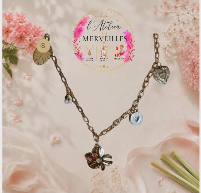 Collier flore acier fait main