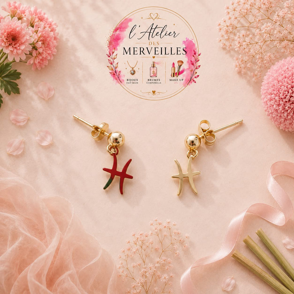 Boucles d'oreilles astrologique acier inoxydable