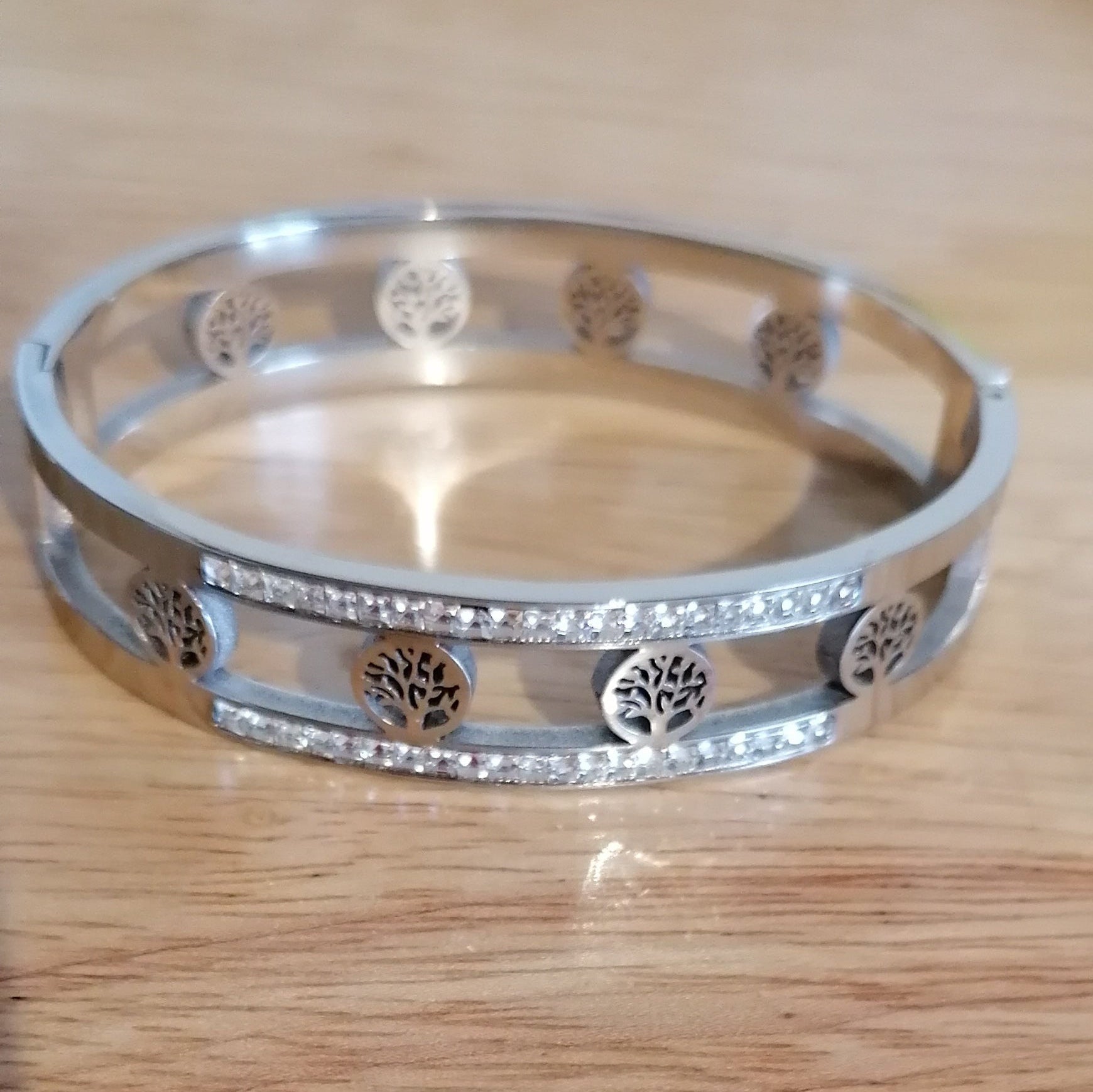 Jonc Sonia arbre de vie "diamant " acier inoxydable
