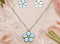 Parure Émilie fleur en acier inoxydable
