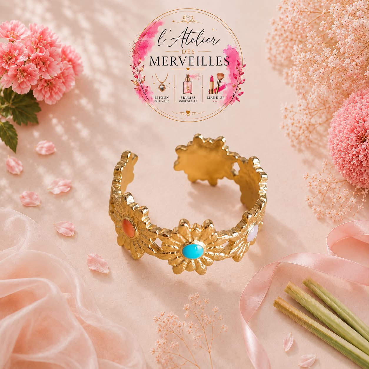 Bague marguerite acier inoxydable