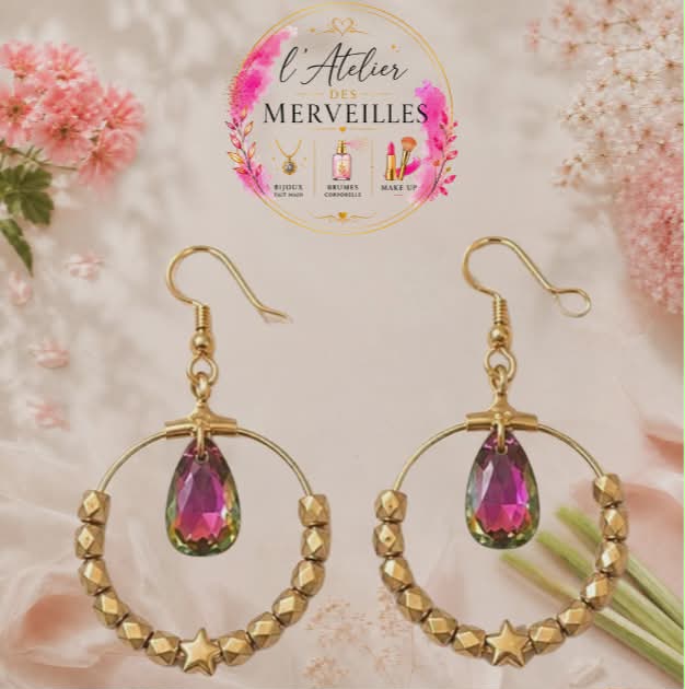 Boucles d'oreilles Carole acier fait main