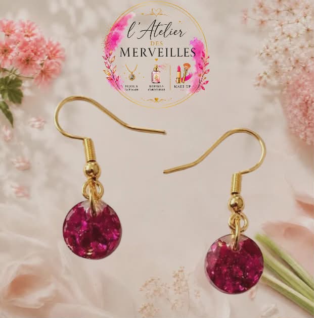 Boucles d'oreilles dona acier, résine fait main