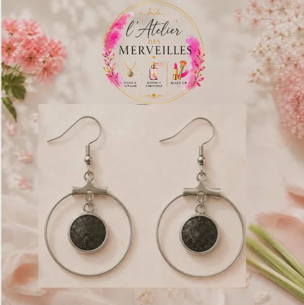 Boucles d'oreilles Patricia acier fait main résine