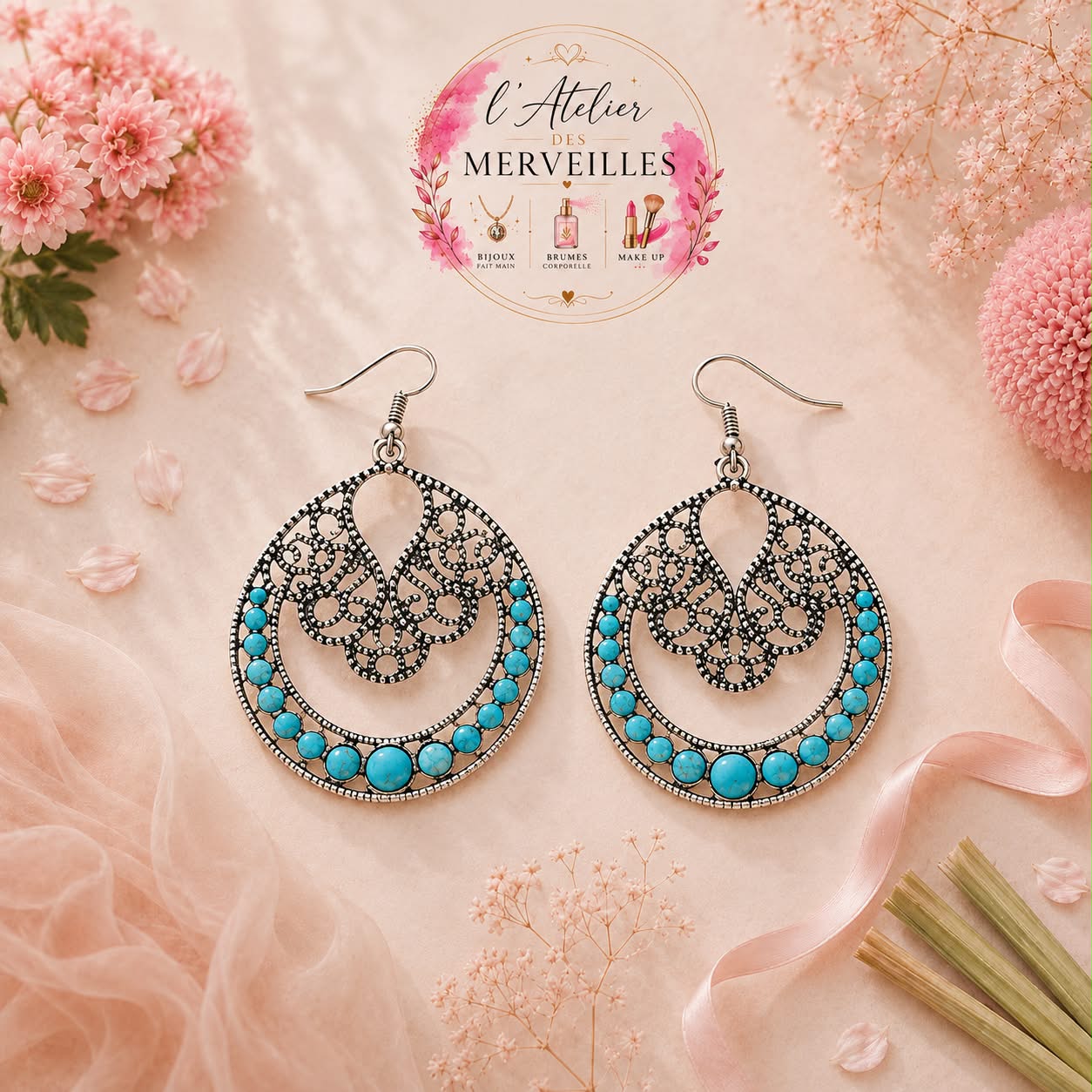 Boucles d'oreilles iris acier inoxydable